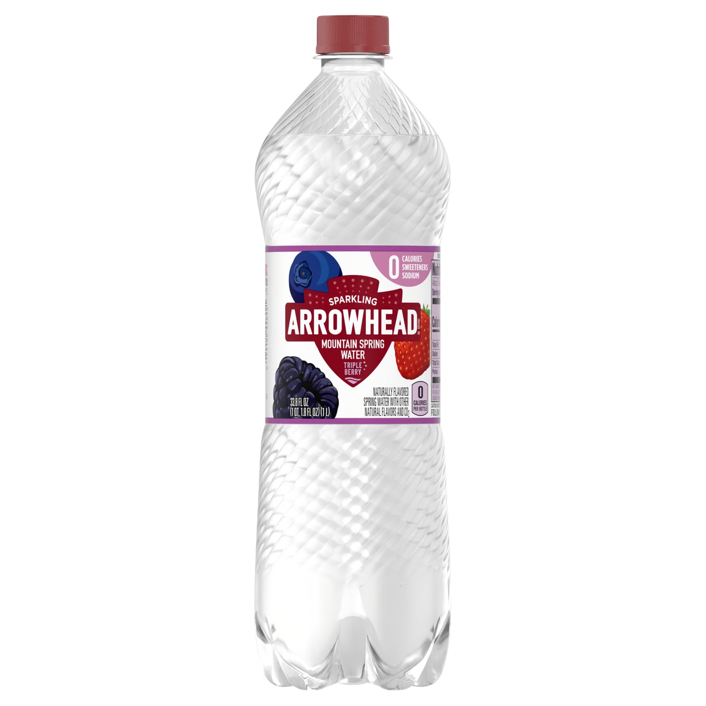 Arrowhead Sparkling Water, Triple Berry, 33.8 oz. Bottle