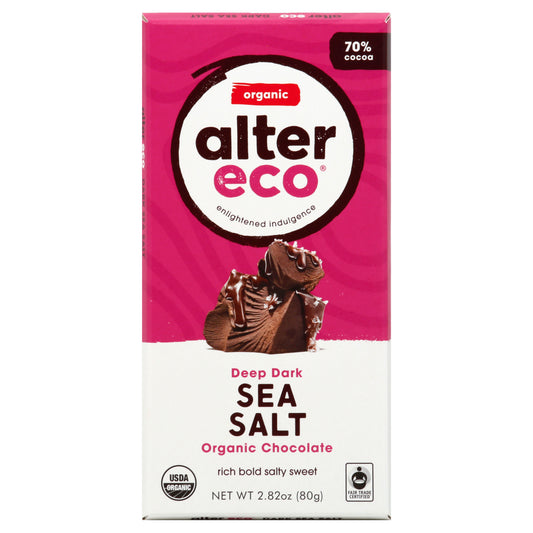 Alter Eco Dark Chocolate 2.82 oz - Deep Dark SEA SALT Organic Chocolate