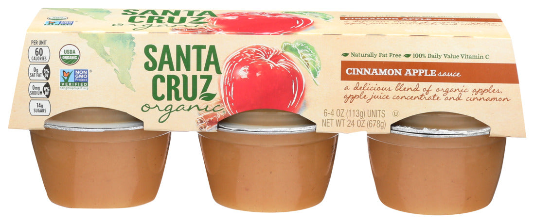 Santa Cruz Organic, Organic Apple Sauce Cinnamon, 6/4 Oz