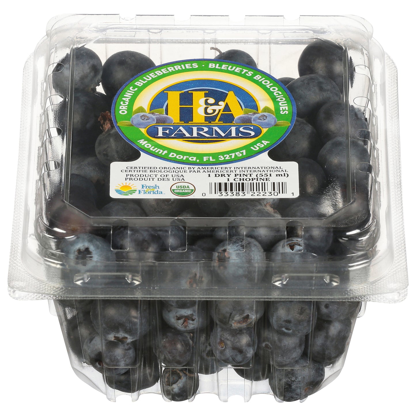 H&A Farms Organic Blueberries 1 pt