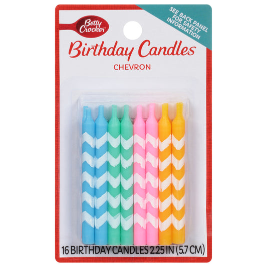 Betty Crocker 2.25 Inch Chevron Birthday Candles 16 ea