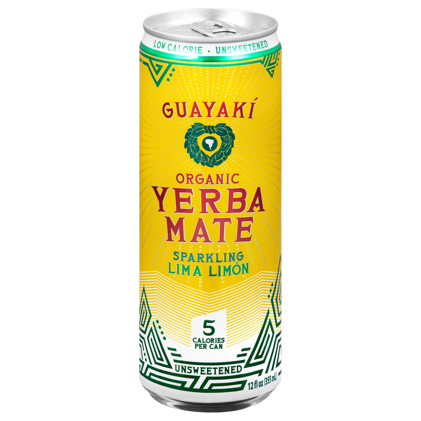 Guayaki Organic Unsweetened Sparkling Lima Limon Yerba Mate 12 oz