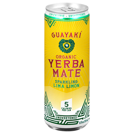 Guayaki Organic Unsweetened Sparkling Lima Limon Yerba Mate 12 oz