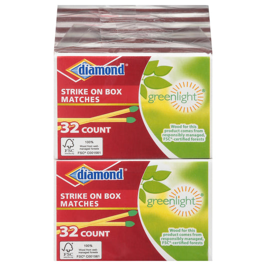 Diamond Green Light Strike on Box Matches 10 ea