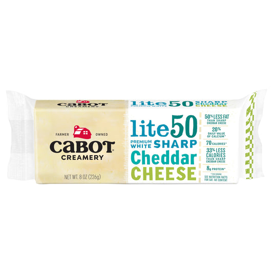 8OZ SHARP 50% LIGHT WHITE CHEDDAR BAR