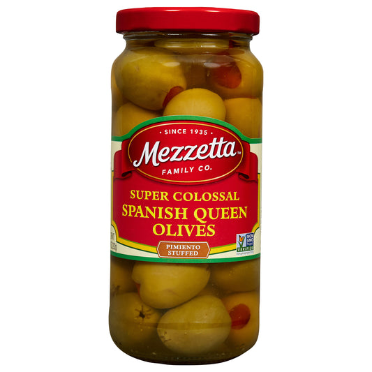 Mezzetta Super Colossal Spanish Queen Olives Pimiento Stuffed, 10 oz Dr. Wt.