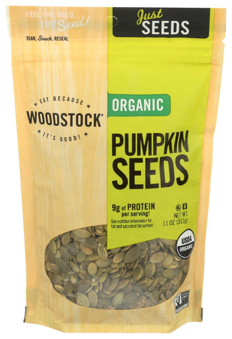 Woodstock Foods, Organic Shelled And Unsalted Pumpkin Seeds, 11 Oz