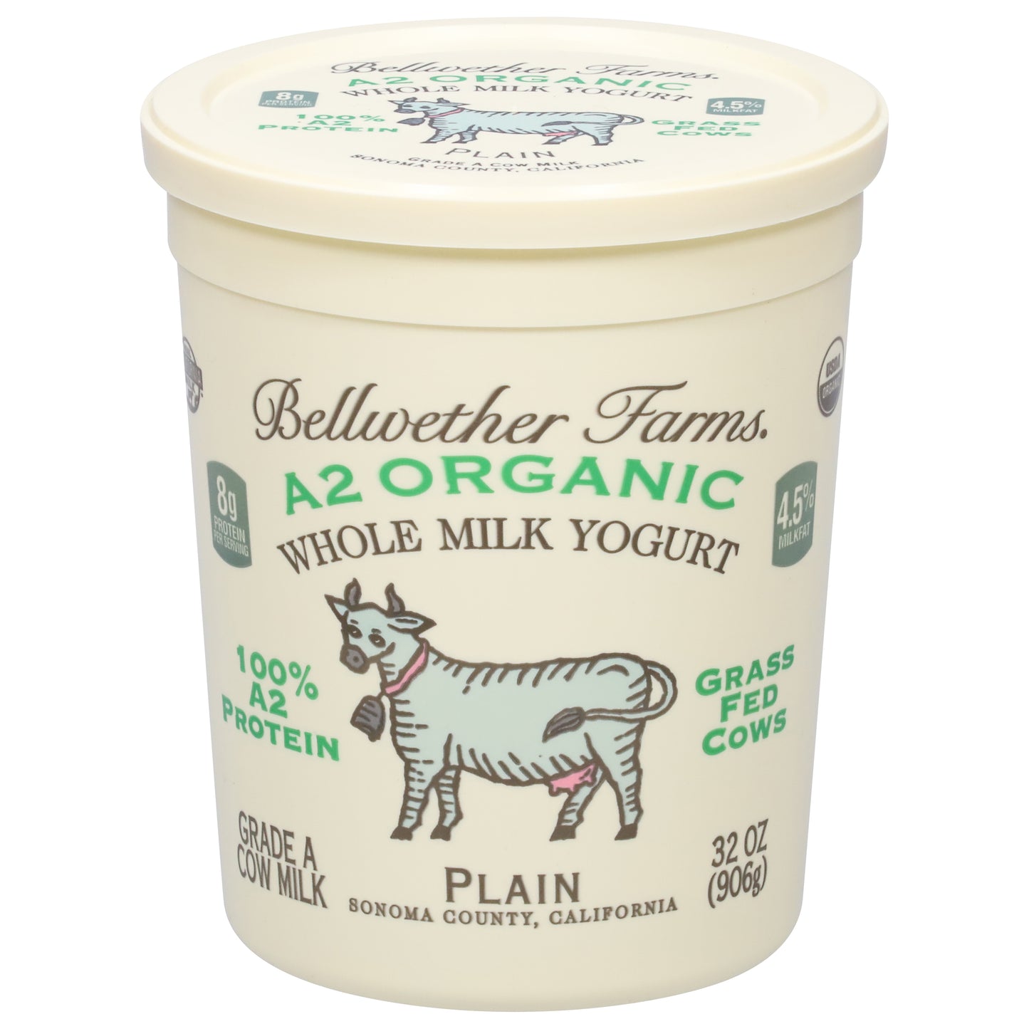 Bellwether Farms Whole Milk Cow Milk Plain Yogurt 32 oz