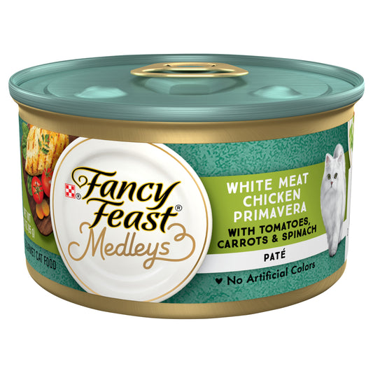 Purina Fancy Feast Pate Wet Cat Food, Medleys White Meat Chicken Primavera With Garden Veggies - 3 oz. Can