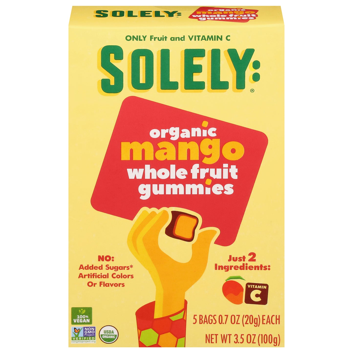 Solely Organic Whole Fruit Mango Gummies 5 - 0.7 oz Bags