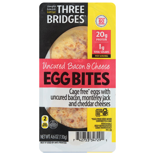 Three Bridges Uncured Bacon & Cheese Egg Bites 2 Each