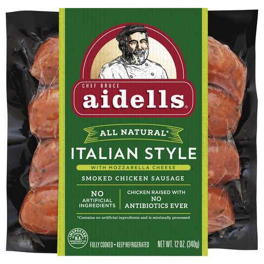 Aidells® Smoked Chicken Sausage, Italian Style with Mozzarella Cheese, 12 oz. (4 Fully Cooked Links)