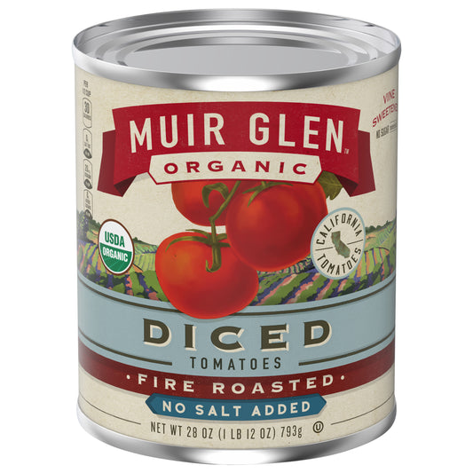 Muir Glen Organic Fire Roasted Diced Tomatoes No Salt Added, 28 oz
