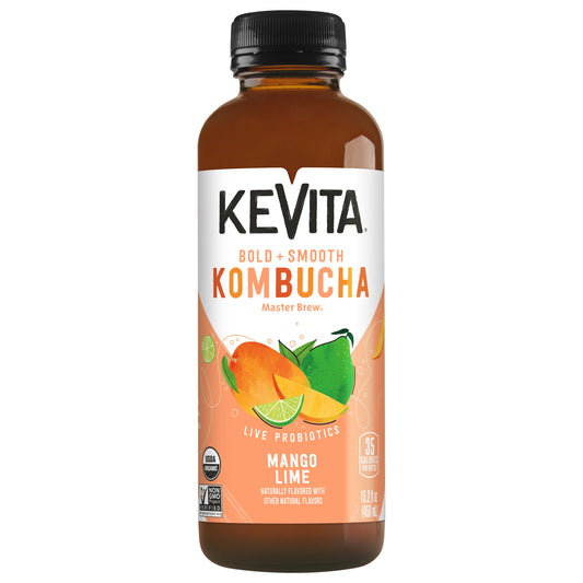 KeVita Master Brew USDA Organic Mango Lime Kombucha Bottled Tea Drink, 15.2 Fl Oz