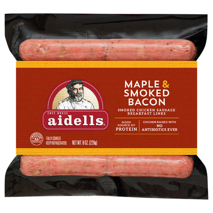 Aidells® Smoked Chicken Sausage Breakfast Links, Maple & Smoked Bacon, 8 oz. (10 Fully Cooked Links)