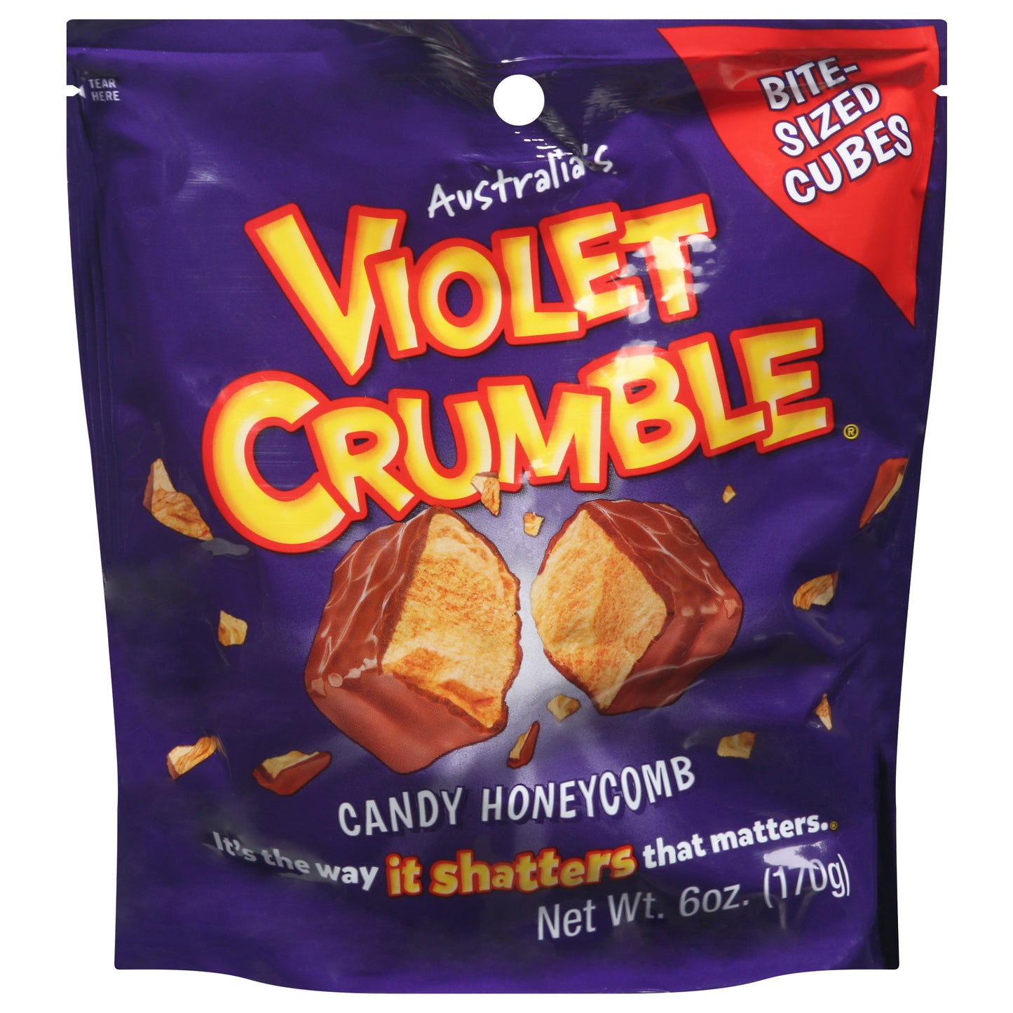 Violet Crumble Bite-Sized Cubes Candy Honeycomb 6 oz