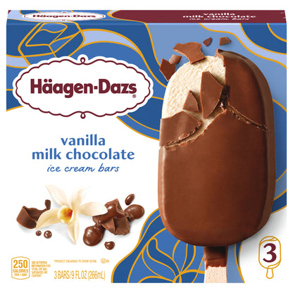 Häagen-Dazs Vanilla Milk Chocolate Ice Cream Snack Bars, 3 Count