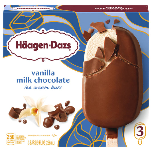 Häagen-Dazs Vanilla Milk Chocolate Ice Cream Snack Bars, 3 Count