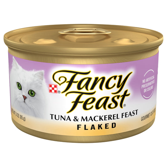 Purina Fancy Feast Wet Cat Food Flaked Tuna and Mackerel Feast - 3 oz. Can