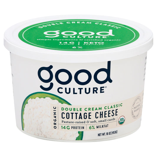 Good Culture Organic Small Curd 6% Milkfat Double Cream Classic Cottage Cheese 16 oz