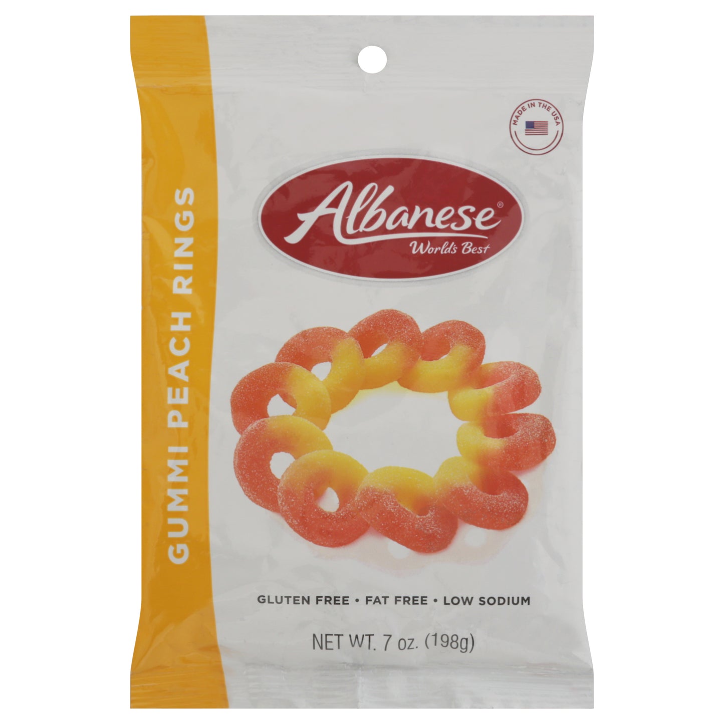 Albanese World's Best Gummi Peach Rings 7 oz