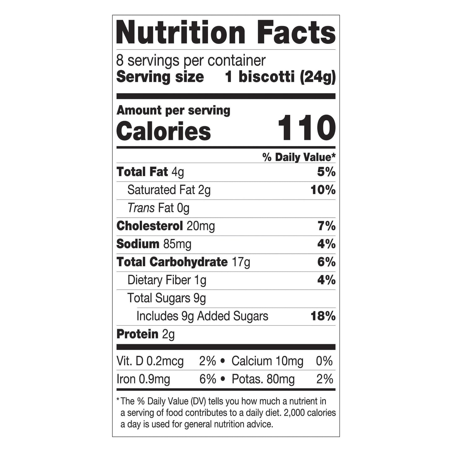Nonni’s Dark Chocolate Almond Biscotti, 8-count carton 6.88 oz