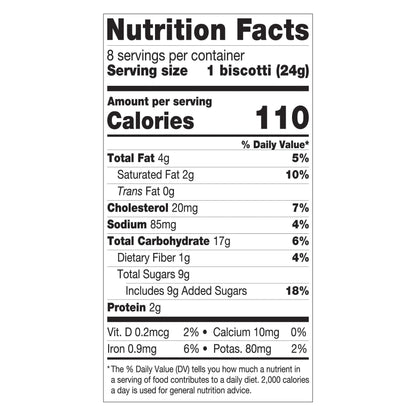 Nonni’s Dark Chocolate Almond Biscotti, 8-count carton 6.88 oz