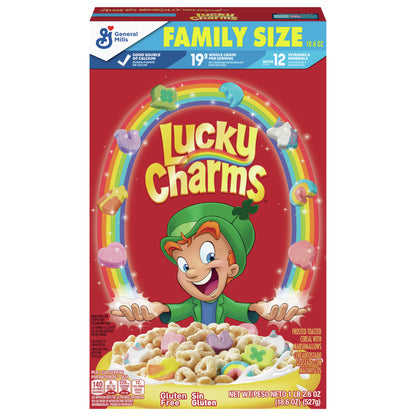 Lucky Charms, Gluten Free Cereal with Marshmallows, With Leprechaun Trap, Family Size, 18.6 OZ