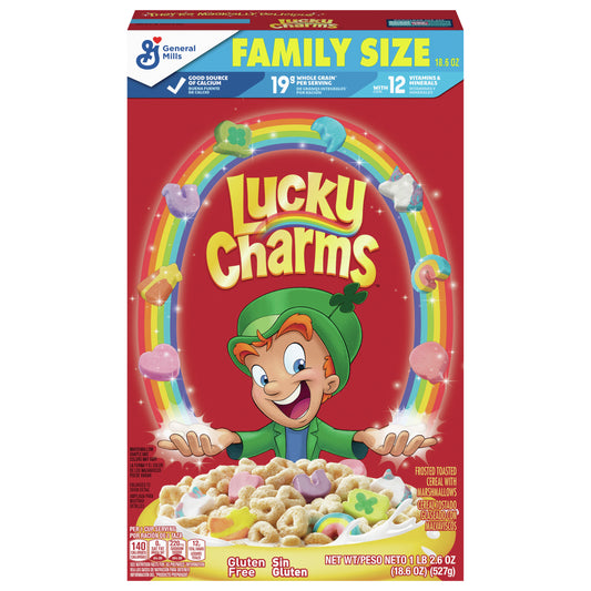 Lucky Charms, Gluten Free Cereal with Marshmallows, With Leprechaun Trap, Family Size, 18.6 OZ