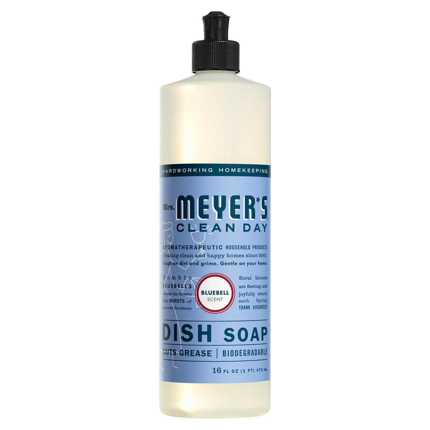 Mrs. Meyer's Clean Day Liquid Dish Soap, Bluebell Scent, 16 Ounce Bottle