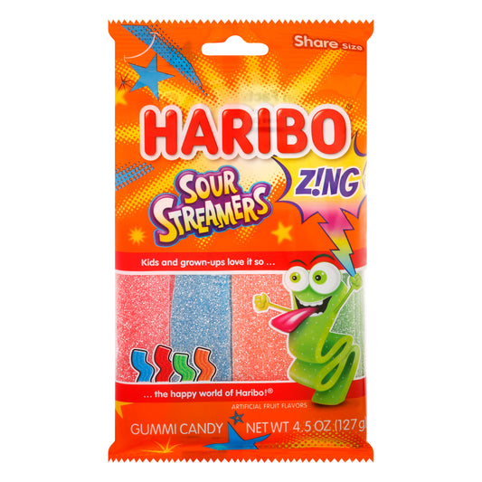 Haribo Zing Share Size Sour Streamers Gummi Candy 4.5 oz