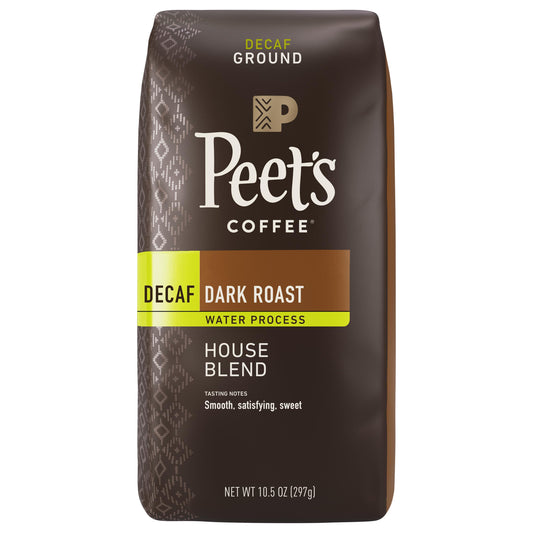 Peet's Coffee, Decaffeinated House Blend Dark Roast Ground Coffee - 10.5oz Bag