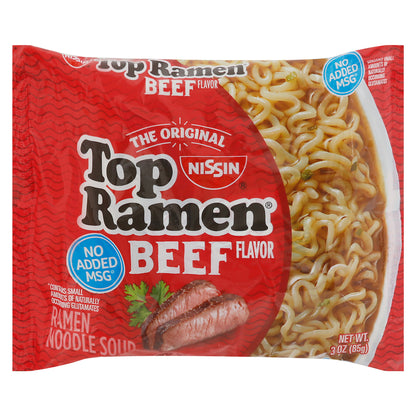 Nissin Top Ramen Beef Flavor Ramen Noodle Soup 3 oz
