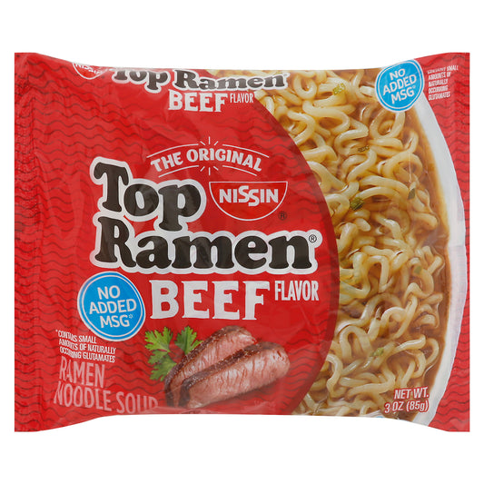 Nissin Top Ramen Beef Flavor Ramen Noodle Soup 3 oz