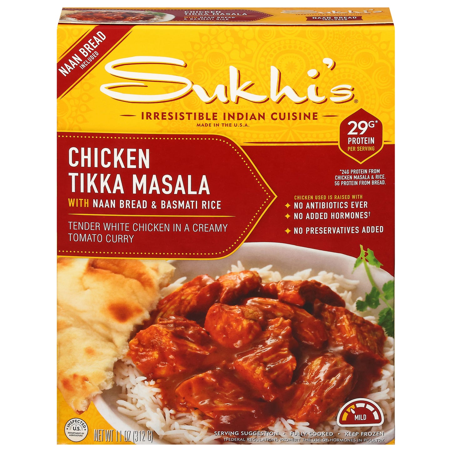 Sukhi's Mild Chicken Tikka Masala with Naan Bread & Basmati Rice 11 oz