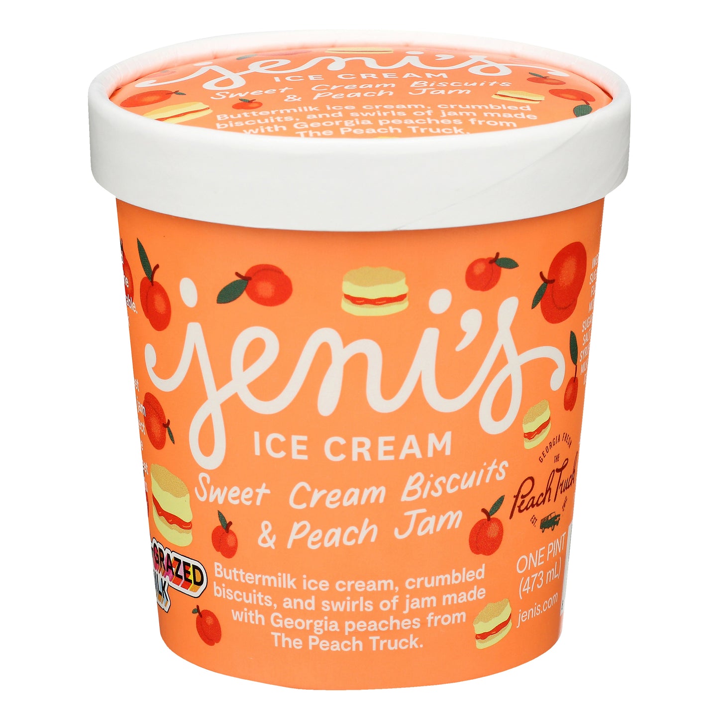 Jeni's Sweet Cream Biscuits & Peach Jam Ice Cream 1 pt