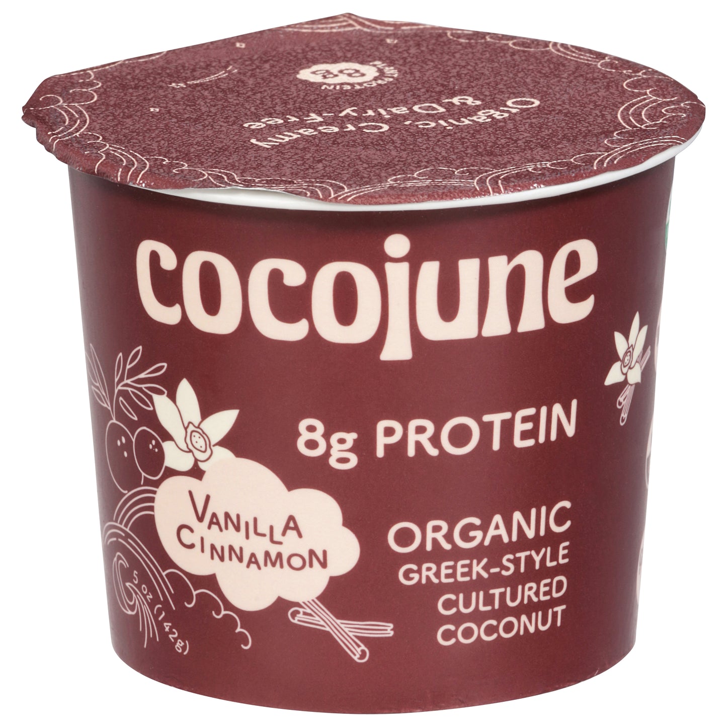 Cocojune Organic Greek-Style Cultured Coconut Vanilla Cinnamon Yogurt 5 oz