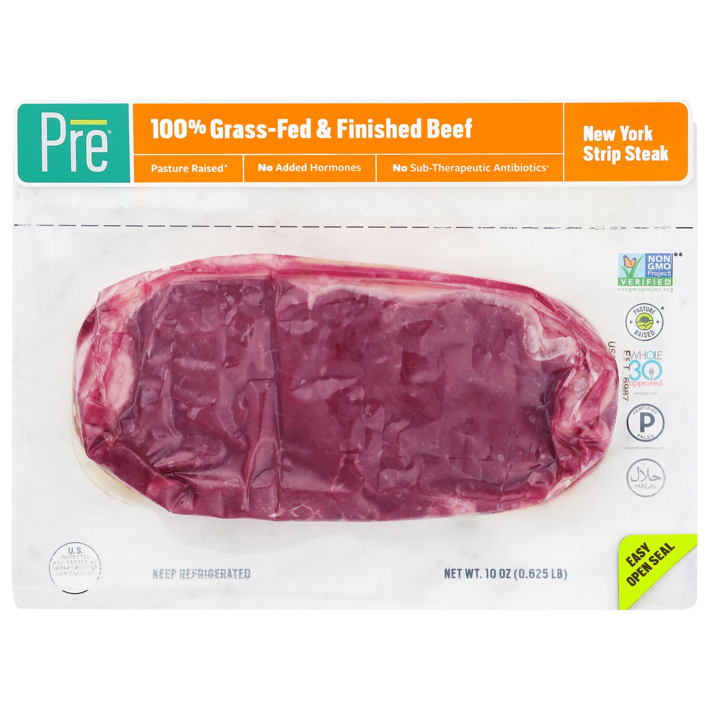 Pre 100% Grass-Fed & Finished Beef New York Strip Steak 10 oz