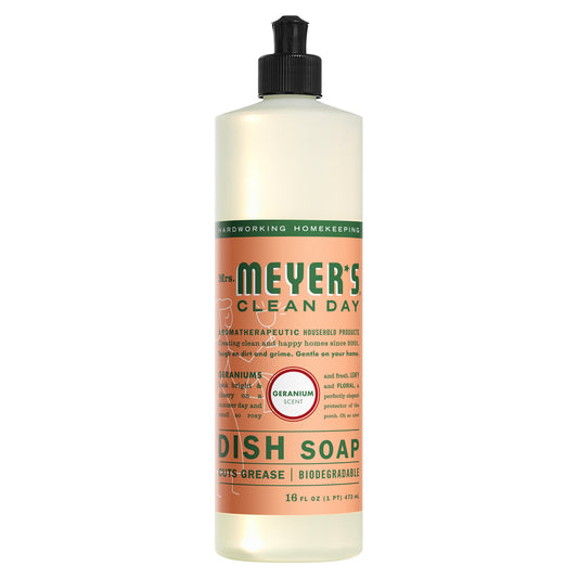 Mrs. Meyer's Clean Day Liquid Dish Soap, Geranium Scent, 16 Ounce Bottle