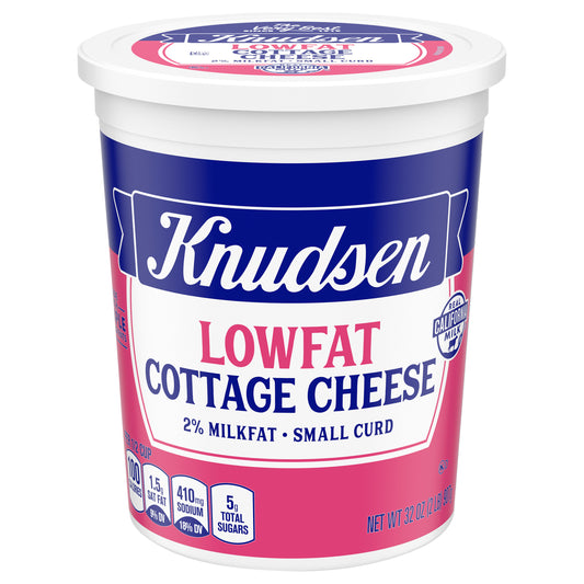Knudsen Lowfat Small Curd Cottage Cheese with 2% Milkfat, 32 oz Tub