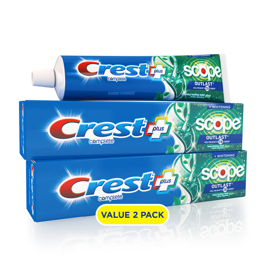 Crest + Scope Outlast Complete Whitening Toothpaste, Mint, 5.4 oz