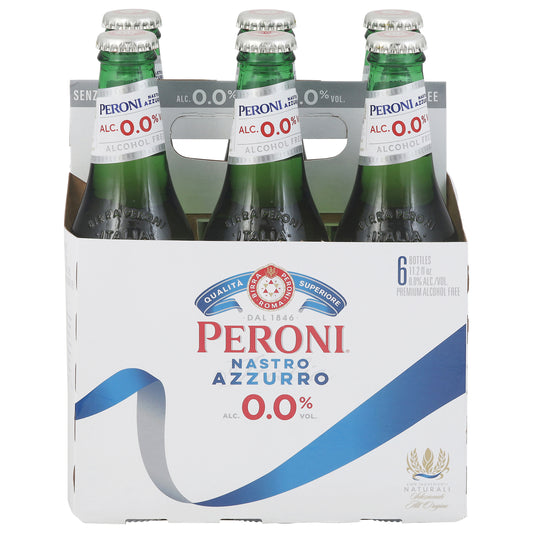 Peroni Nastro Azzurro Alcohol Free Malt Beverage 6 - 11.2 fl oz Bottles