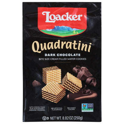 Loacker Quadratini Dark Chocolate Wafer Cookies Bite Size 8.82 oz