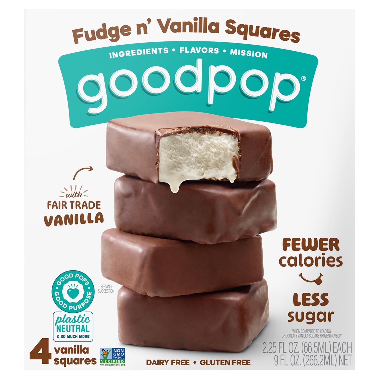 Fudge n' Vanilla Squares Dairy-Free Oat Milk Frozen Dessert Bars, 4 Ct