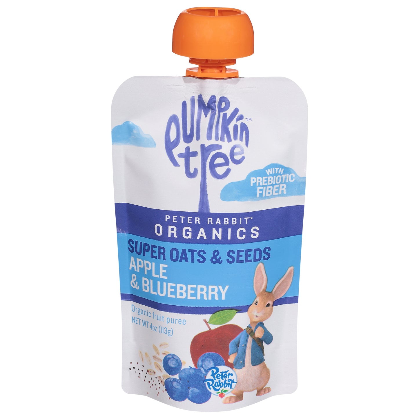 Pumpkin Tree Peter Rabbit Organic Super Oats & Seeds Apple & Blueberry Fruit Puree 4 oz