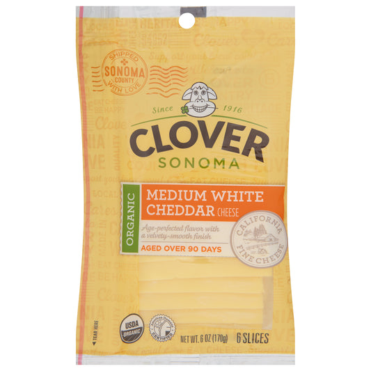 Clover Sonoma Organic Medium White Cheddar Cheese 6 ea