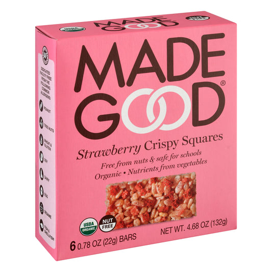 MadeGood Strawberry Crispy Squares 6 ea