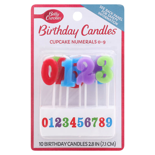 Betty Crocker 2.8 Inch Cupcake Numeral 0-9 Birthday Candles 10 ea