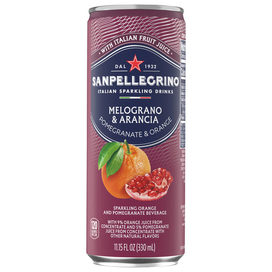 Sanpellegrino Italian Sparkling Drink Melograno and Arancia, Sparkling Orange and Pomegranate Beverage Can