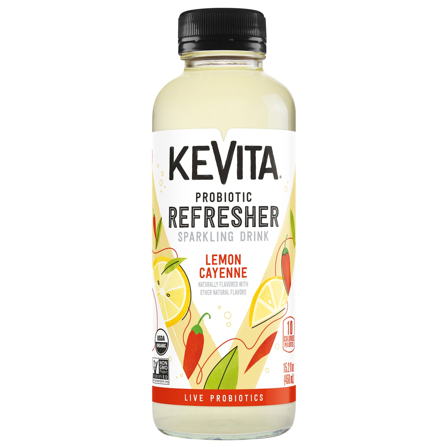 KeVita Sparkling Probiotic Drink, Lemon Cayenne, 15.2 Fl Oz Bottle